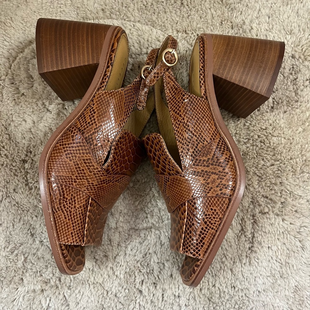 CECELIA NEW YORK Brown Faux-Snake Slingback Block Heels Size 10